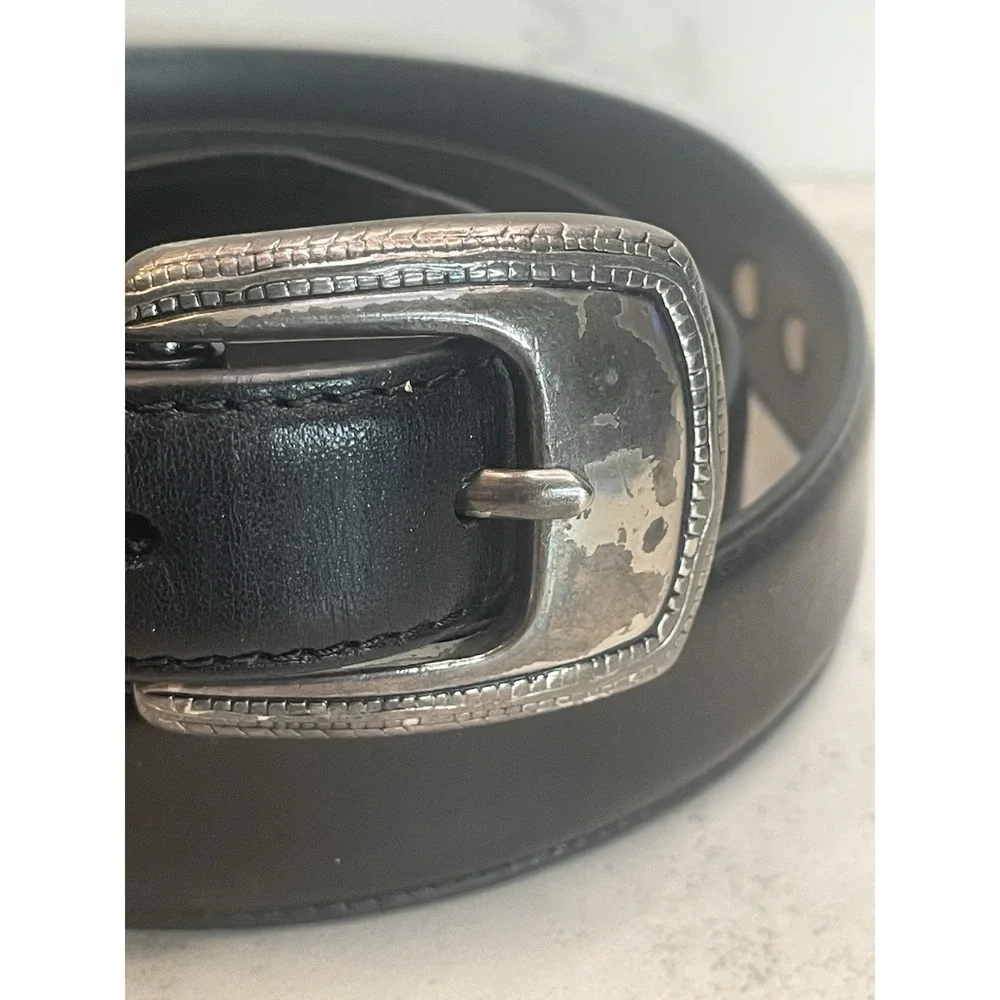 Vtg Black Genuine Leather Belt Men's Size 40  w/ Golf Emblems